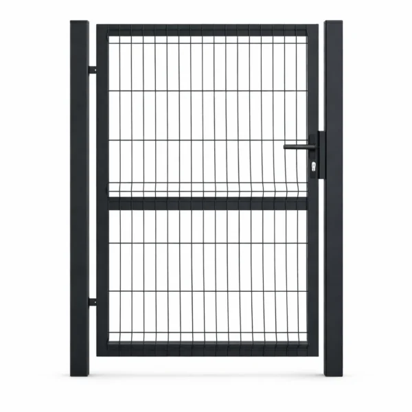 Kompletna furtka panelowa 170x100 cm ze słupami, zamkiem i klamką, kolor antracytowy RAL 7016.