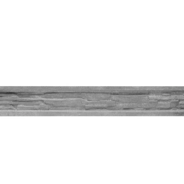Podmurówka piaskowiec 250x25 cm zamontowana jako estetyczny, imitujący kamień fundament pod panele ogrodzeniowe, zabezpieczający przed wilgocią.